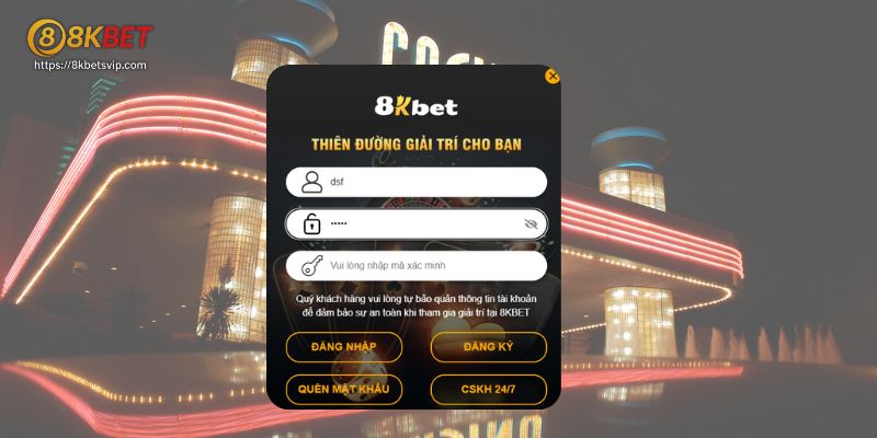 Hướng dẫn đăng nhập 3 bước dễ dàng tại 8kbet