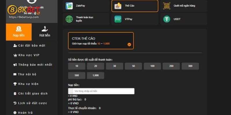 Hướng dẫn nạp tiền giao dịch theo ví điện tử